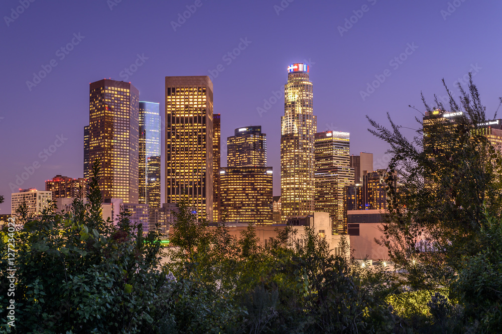Obraz premium Downtown skyscrapers Los Angeles California at night