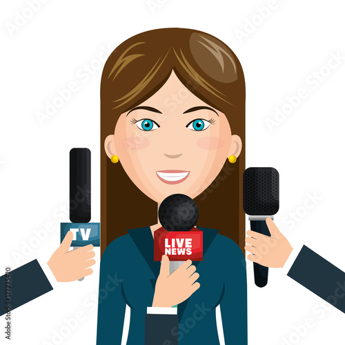 reporter live news isolated icon vector illustration design