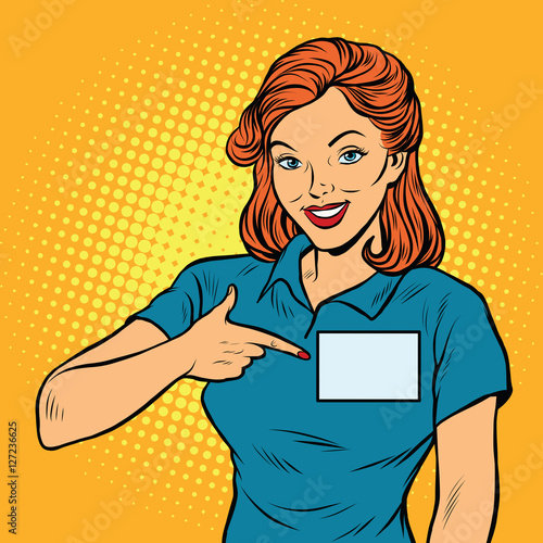 Beautiful woman Manager with a name badge
