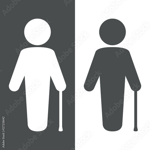 Icono plano hombre con baston gris y blanco