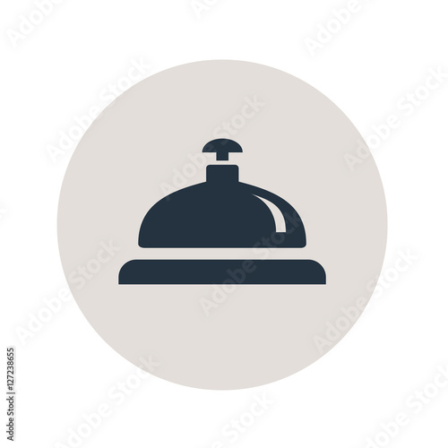 Icono plano timbre recepcion hotel en circulo gris