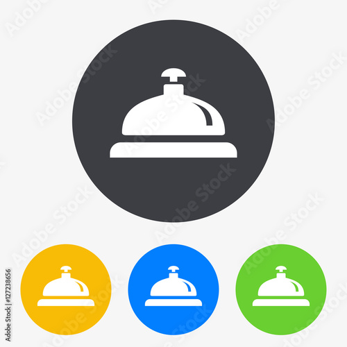 Icono plano timbre recepcion hotel en circulo varios colores