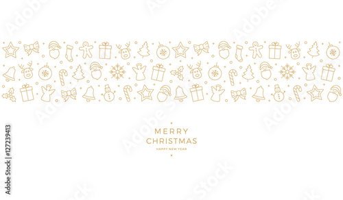 christmas golden icon elements banner