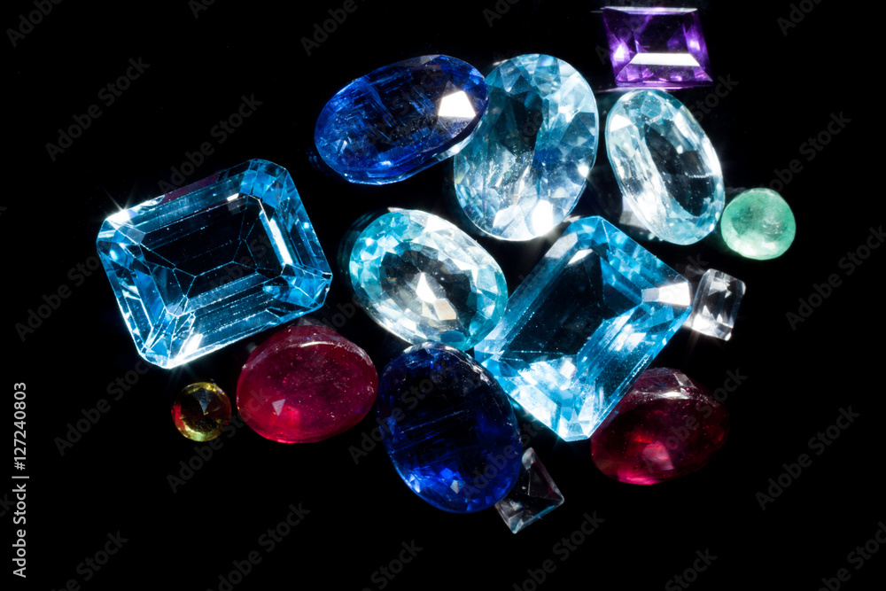 Gems on black background Gems on black background