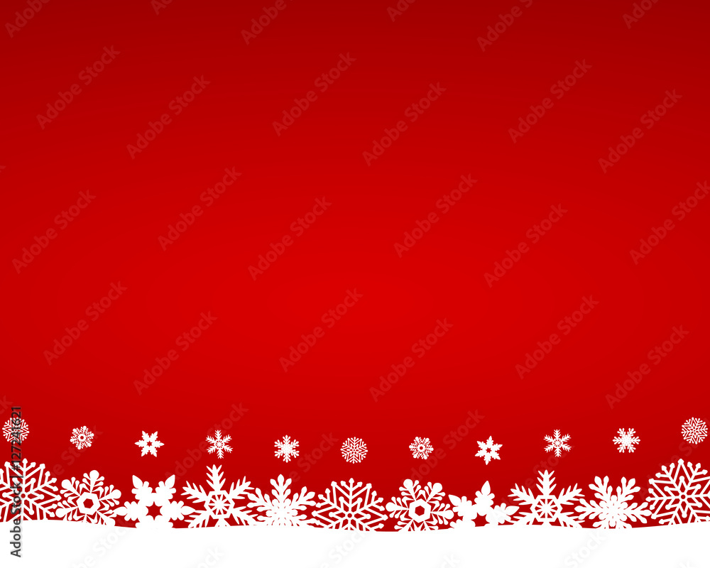 Christmas red background with snowflakes, vector