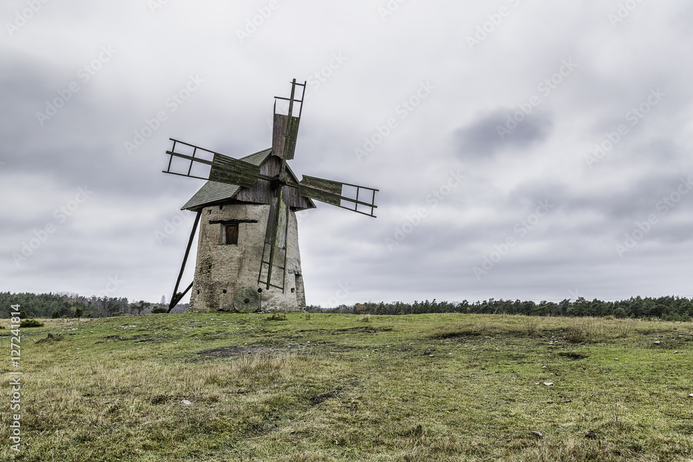 Windmill on Field Windmill on Field