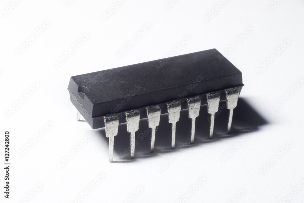 Integrated circuit on the white background Integrated circuit on the white background