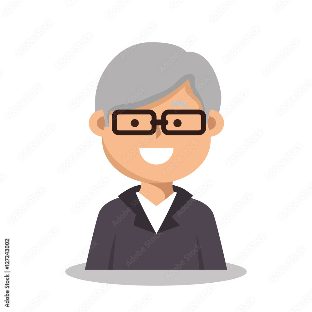 old man character isolated icon vector illustration design