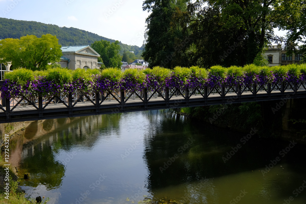 Fototapeta premium Stadtansicht und Kurpark des Staatsbades Bad Kissingen, Unterfranken, Bayern, Deutschland