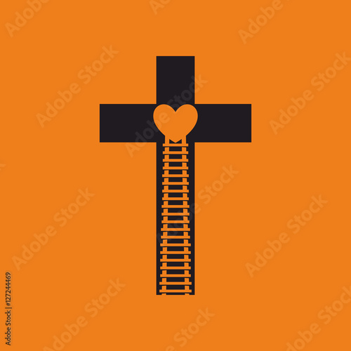 The road to heaven only through the cross of Jesus Christ. Stairway to Heaven.