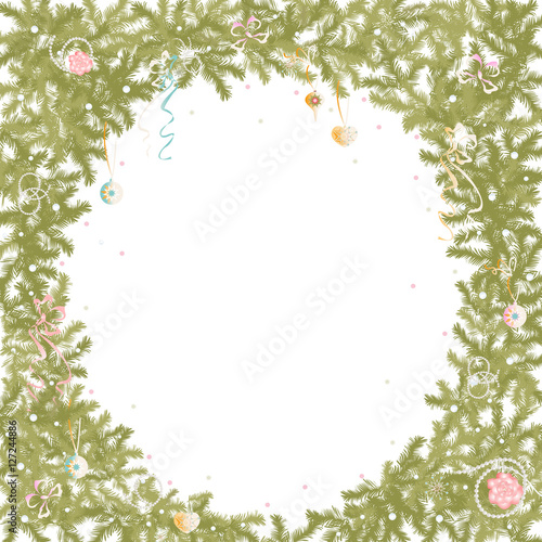 Christmas tree frame on white background