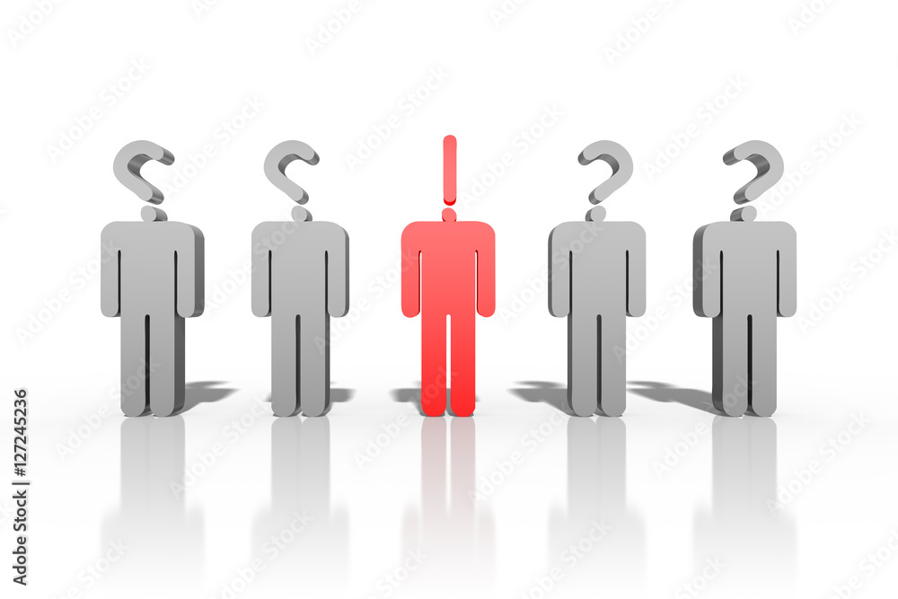 3D rendering of people with idea and question 3D rendering of people with idea and question