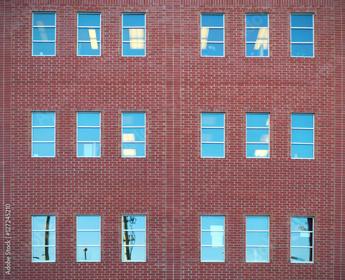 red bricks and windows building office wall architecture downtown
