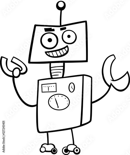 robot cartoon character coloring book