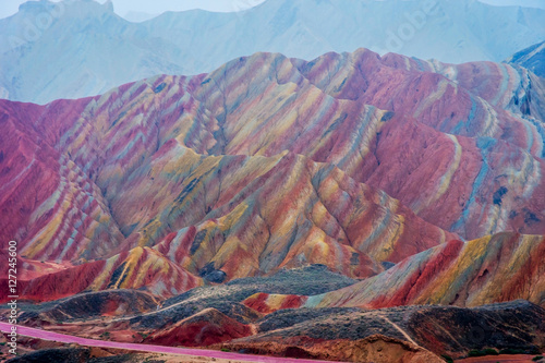 Rainbow mountains, Zhangye Danxia geopark, China photo