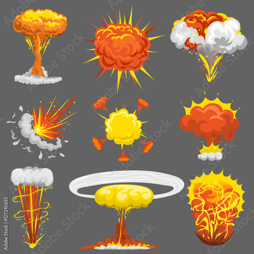 Explosion boom effect vector set.