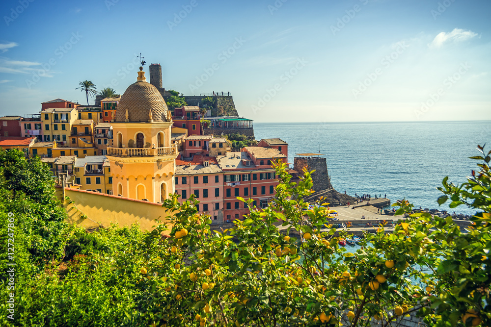 Old town on the rocks Liguria Italy