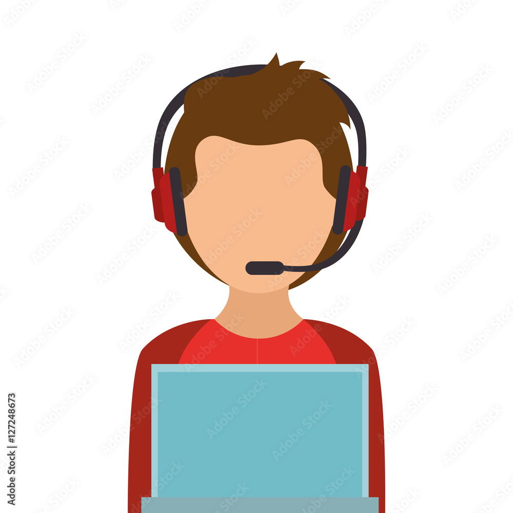 Avatar of a person working on laptop vector illustration design