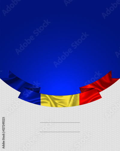 Romania, Romanian Flag. banner, brochure, card  for the Great Union day, Romanian National day with the flag ribbon photo