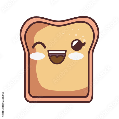 bread toast kawaii style isolated icon vector illustration design
