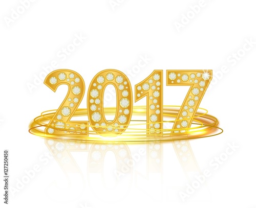 Text design from diamonds, concept for new year 2017. Vector illustration.