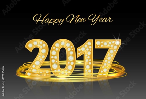 Text design from diamonds, concept for new year 2017. Vector illustration.