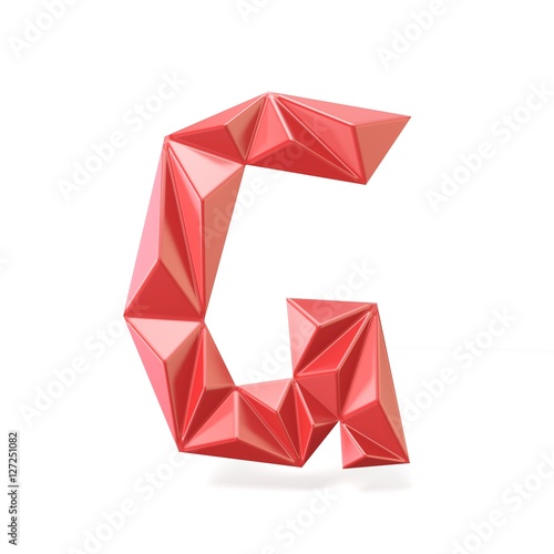 Red modern triangular font letter G. 3D