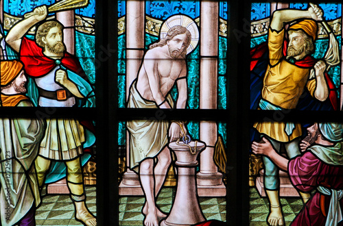 Fototapet Stained Glass - Flagellation of Jesus