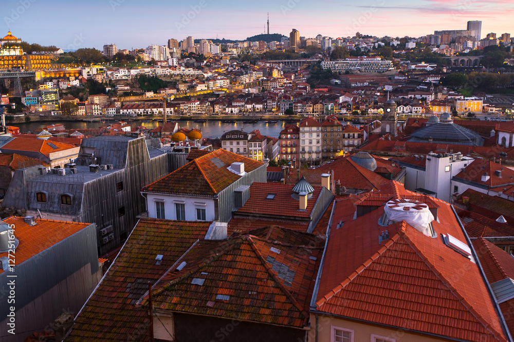 View of the old town Porto, Portugal.