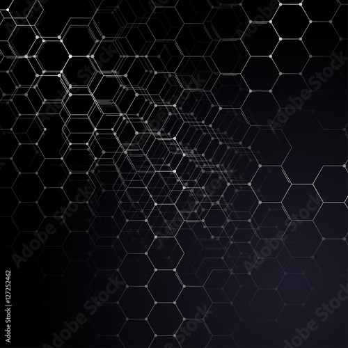 Chemistry 3D pattern, hexagonal molecule structure on white, scientific medical research. Medicine, science and technology concept. Motion design. Geometric abstract background.