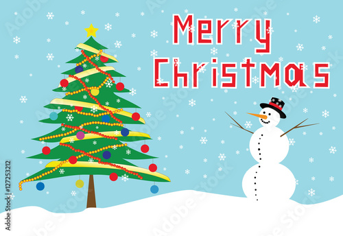 christmas tree and snowman