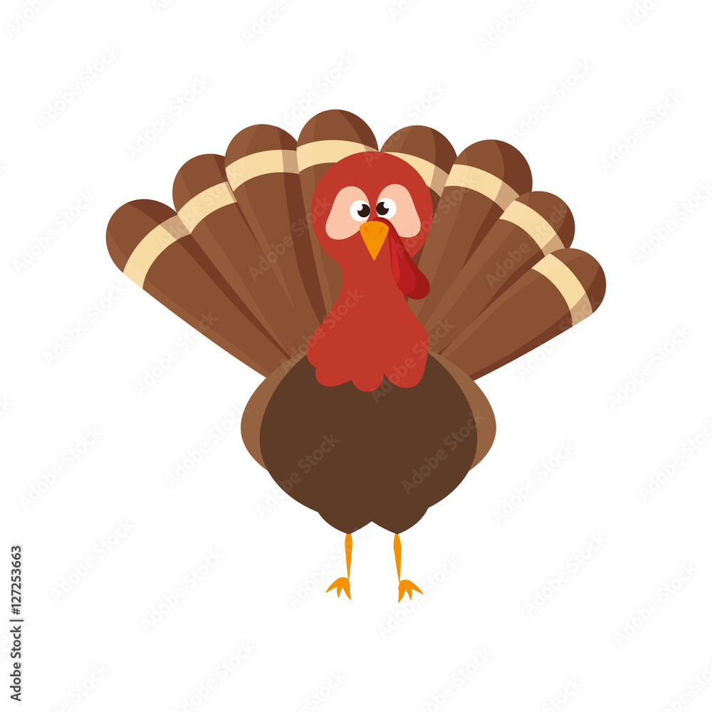 Thanksgiving turkey character icon vector illustration design