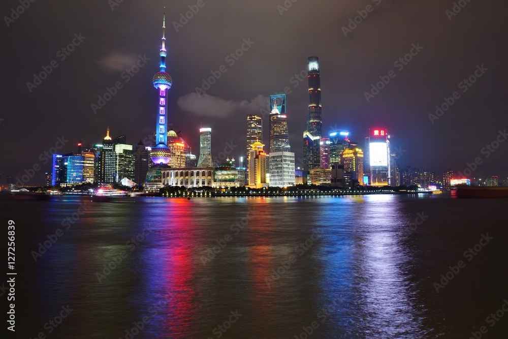 Night view of the Shanghai skyline