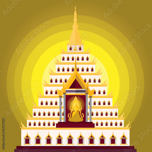 Buddha sitting and temple ,Vector illustration