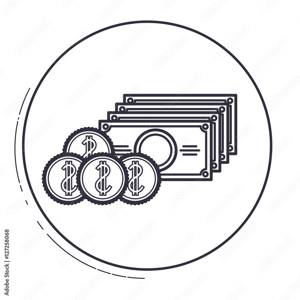 Bills and coins icon. Money financial item commerce and market theme. Vector illustration Bills and coins icon. Money financial item commerce and market theme. Vector illustration