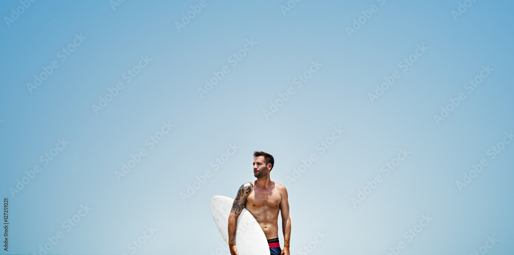 Man Surfing Hobby Beach Concept