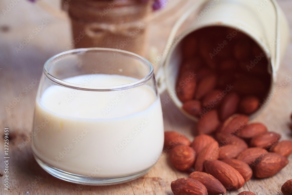 Almond milk and beans Almond milk and beans