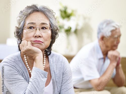 Photography senior asian couple having marital problems
