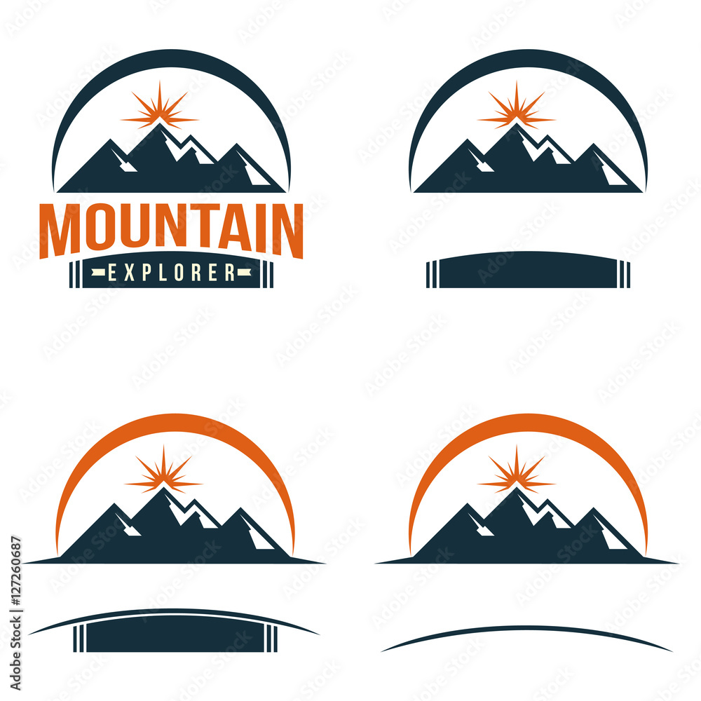 Star Sunburst Sunrise Mountain Logo Symbol Template