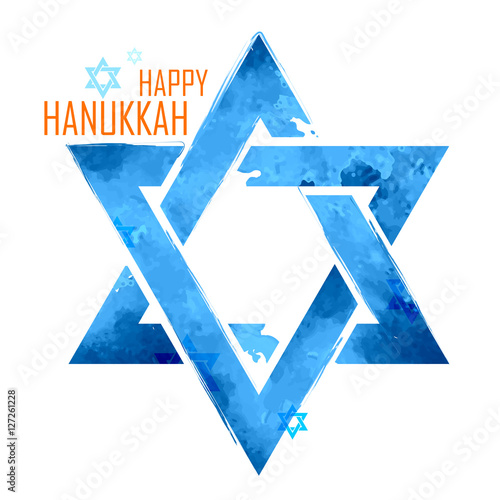 Happy Hanukkah, Jewish holiday background with hanging star of David