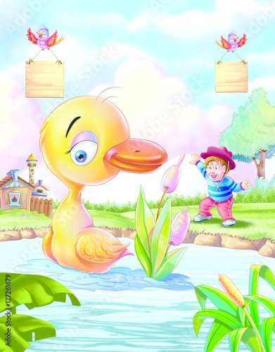 Duck with boy
