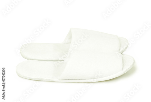 White casual home slippers on white background