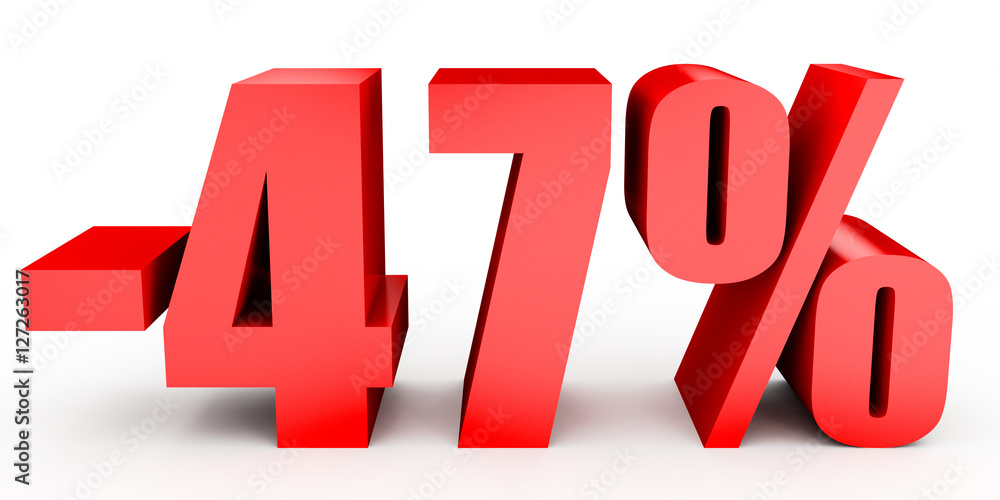 Discount 47 percent off. 3D illustration on white background. Discount 47 percent off. 3D illustration on white background.