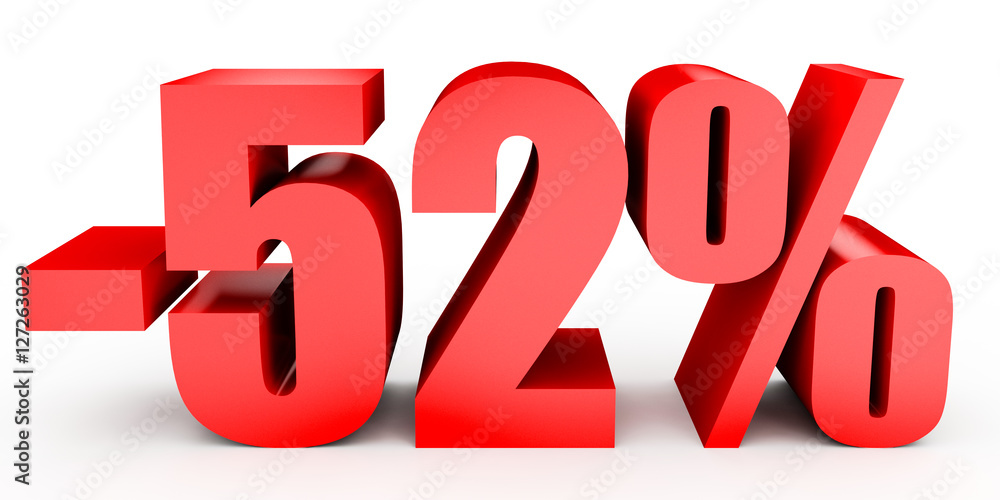 Discount 52 percent off. 3D illustration on white background. Discount 52 percent off. 3D illustration on white background.