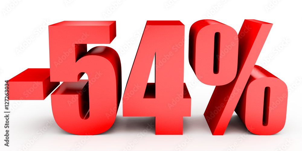 Discount 54 percent off. 3D illustration on white background. Discount 54 percent off. 3D illustration on white background.