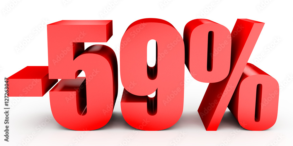Discount 59 percent off. 3D illustration on white background. Discount 59 percent off. 3D illustration on white background.