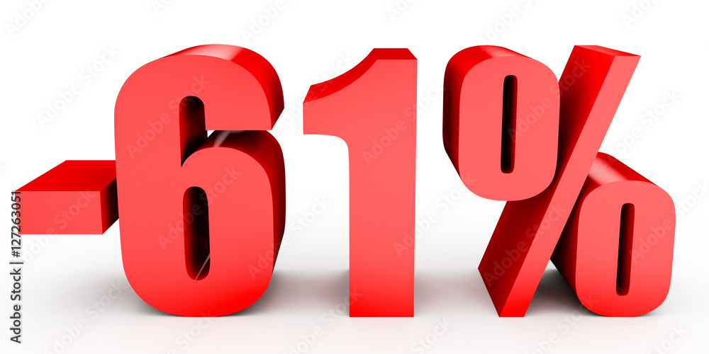 Discount 61 percent off. 3D illustration on white background. Discount 61 percent off. 3D illustration on white background.
