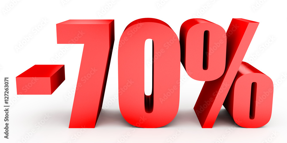 Discount 70 percent off. 3D illustration on white background. Discount 70 percent off. 3D illustration on white background.