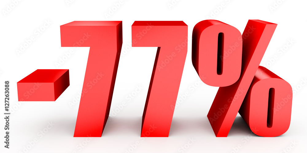 Discount 77 percent off. 3D illustration on white background. Discount 77 percent off. 3D illustration on white background.
