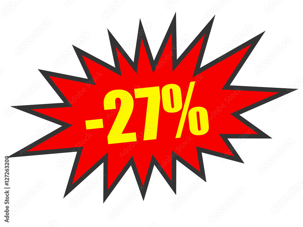 Discount 27 percent off. 3D illustration on white background. Discount 27 percent off. 3D illustration on white background.